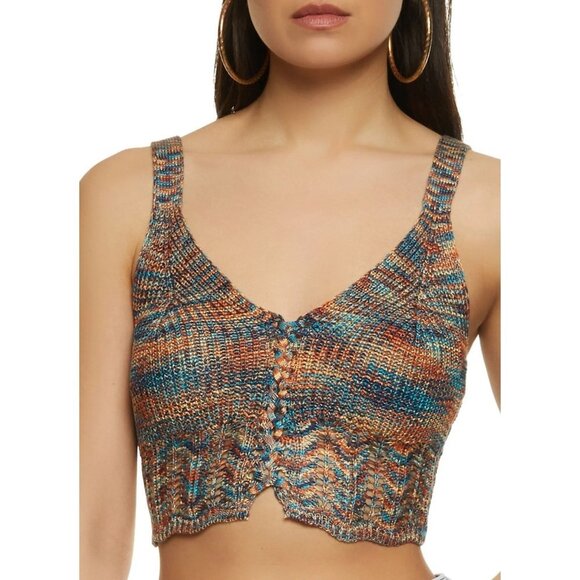 NWT Jolie & Joy Lace Up Crochet Tank Top - Rust Size‎ Large - Picture 1 of 7